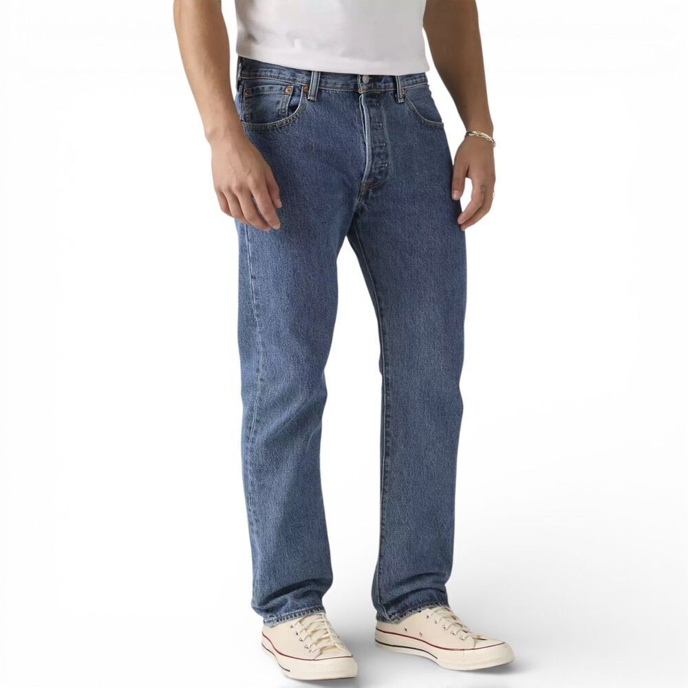 NWT Levi's Men's 501 Original Fit Non-Stretch Jeans Medium Stonewash 34x32